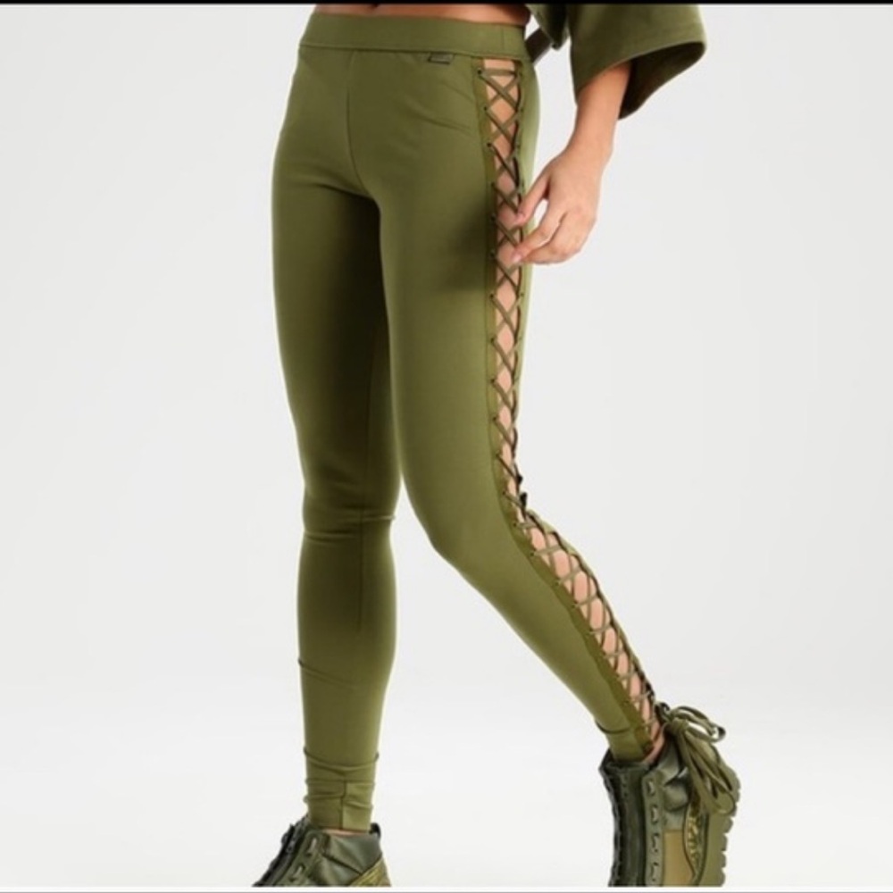 Fenty X Puma by Rihanna Lace Up Green Leggings